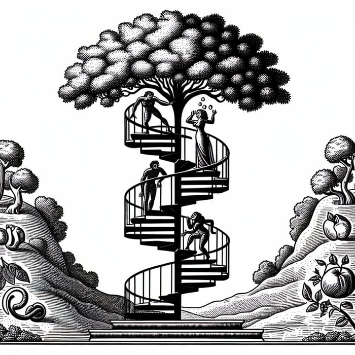 Spiral Staircase Ascending: Tree of Good and Evil, Human Passions Depicted