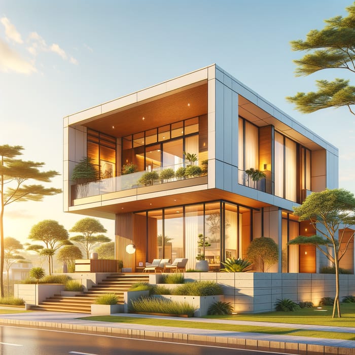 Modern House in Da Nang City with Warm Tones and Sunny Weather