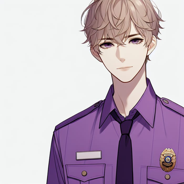 Service Professional in Purple Uniform | Young Man with Light Hair
