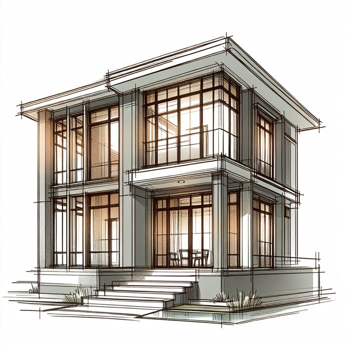 Modern Two-Storey House Design with Glass Window