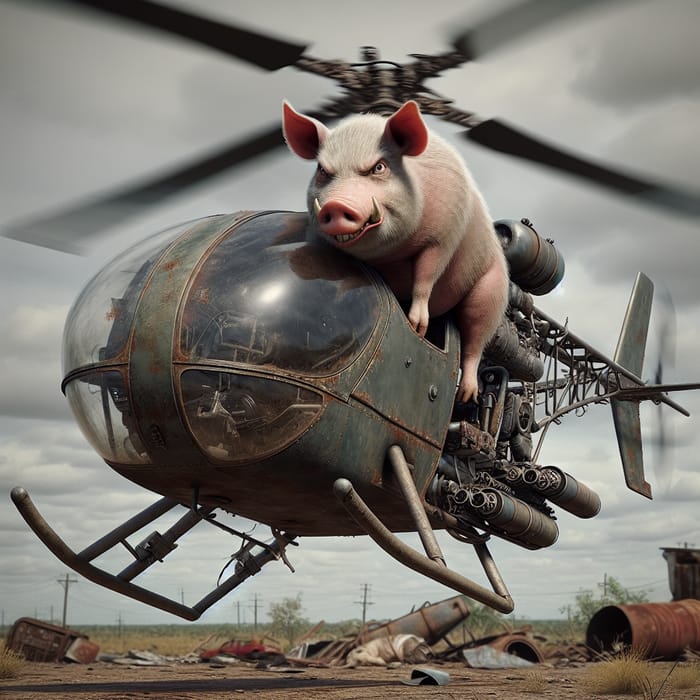 Agitated Swine on Rusty Helicopter: Survival Game Image
