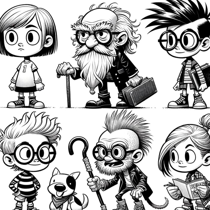 Black and white online cartoon characters