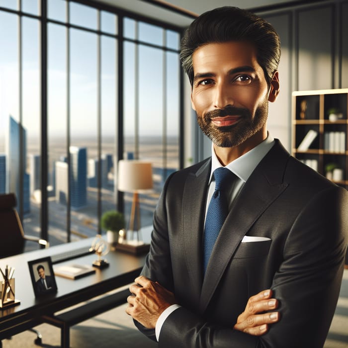 Successful South Asian Businessman in Stylish Office | Image of a Confident Man