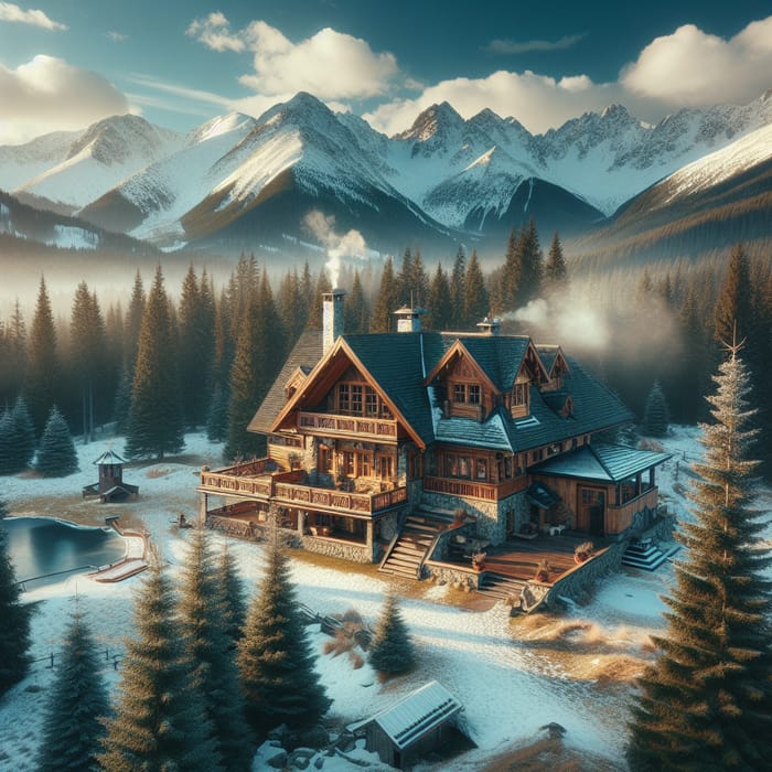 Scenic Chalet in Snowy Mountains