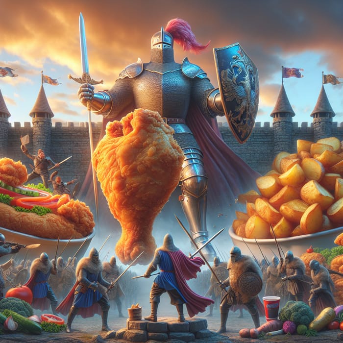 Knight Battles Food Buffet - Clash of Culinary Titans