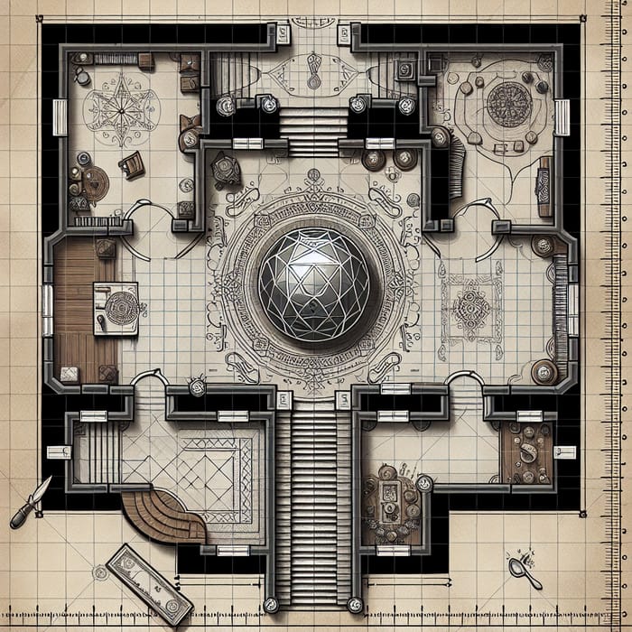 Medieval Mansion D&D Map | Magical Sphere & Festive Decorated Estate