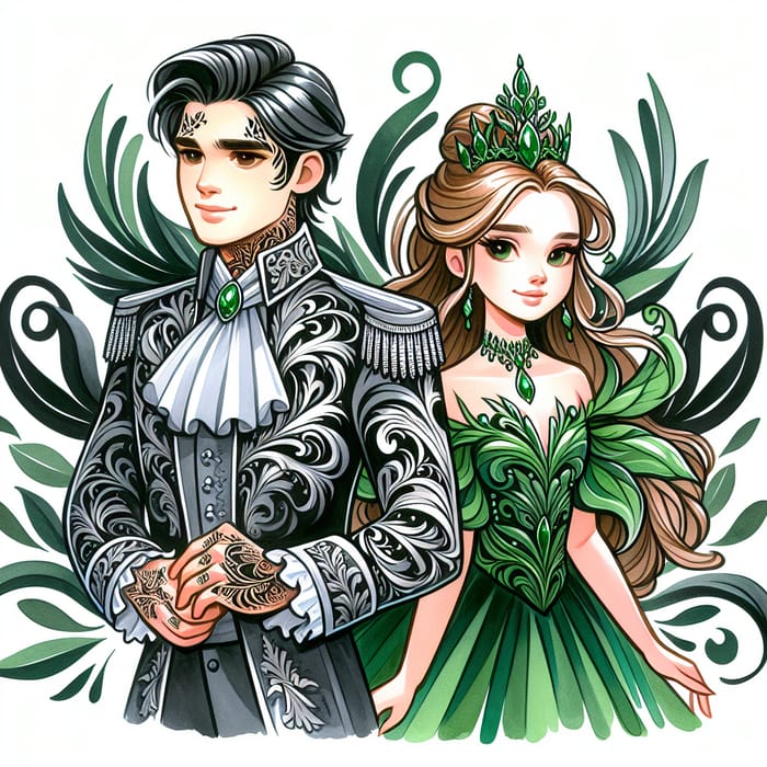 Royal Prince and Green Princess - Nobility and Grace in a Royal Setting