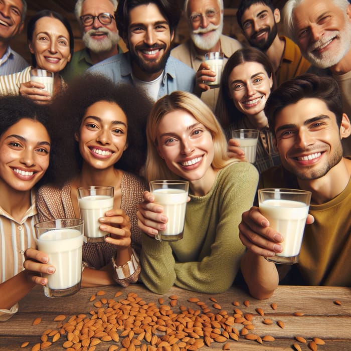 Diverse Group Delighting in Badam Milk - Happy Faces All Around