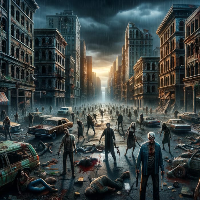Zombie Invasion: Survivors in a Vibrant City