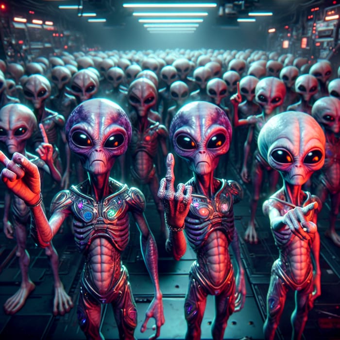 Funny Aliens Making a Rude Gesture