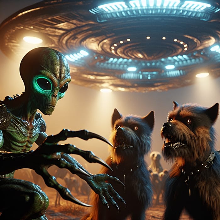Alien Encounter with Guard Dogs