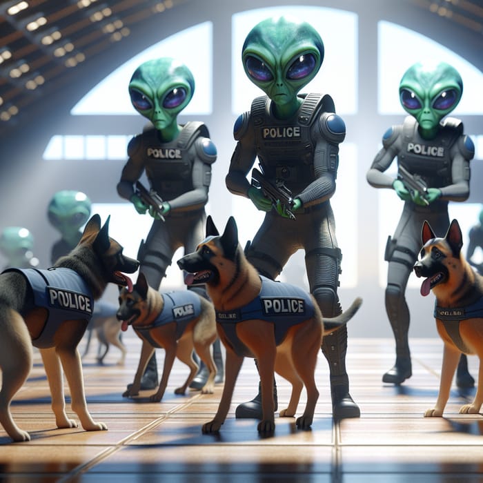 Aliens Training Police Dogs: Futuristic Scenario