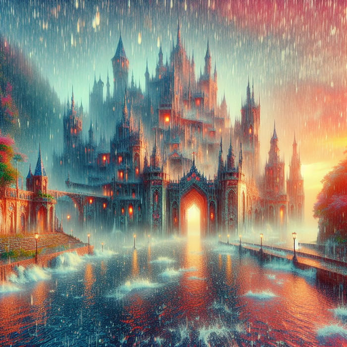 Fantastic Water Castle in Enchanting Downpour | Dreamy Atmosphere