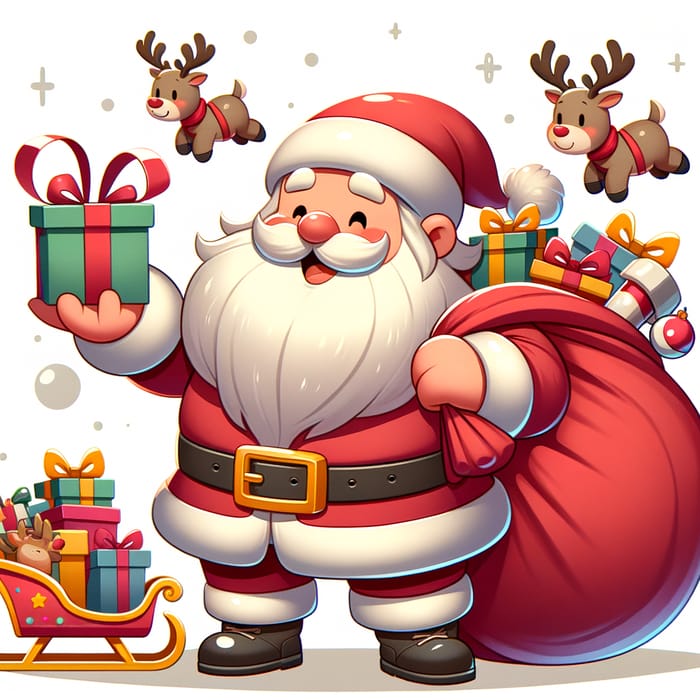 Cheerful Santa Claus with Reindeer