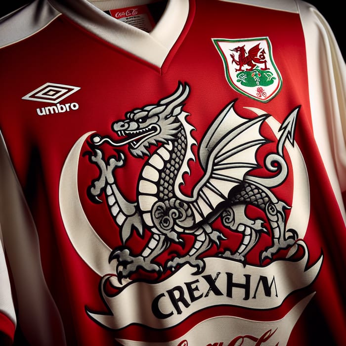 Wrexham Football Shirt: Traditional Design with White Chinese Dragon