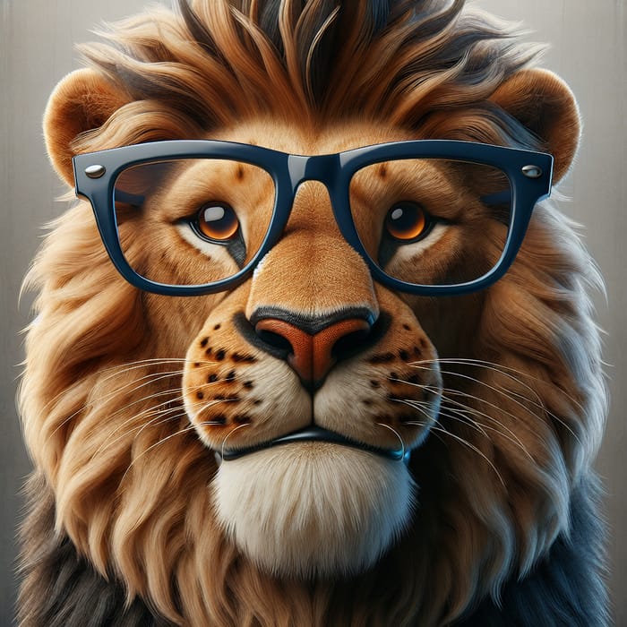 Stylish Lion with Glasses - Captivating Wildlife Portrait
