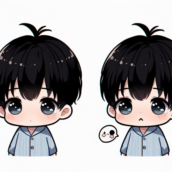 Tiny Anime Baby Feeling Sick | Cute Black-Haired Character