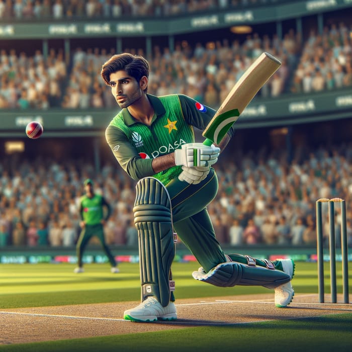 Babar Azam: Talented Pakistani Cricketer in Intense Action