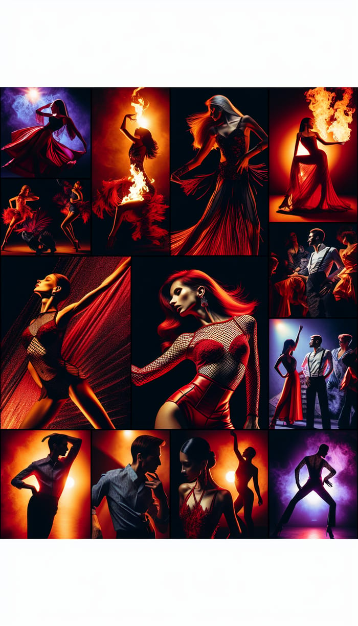 Vibrant Latin Fire Dance Show Concept Collage