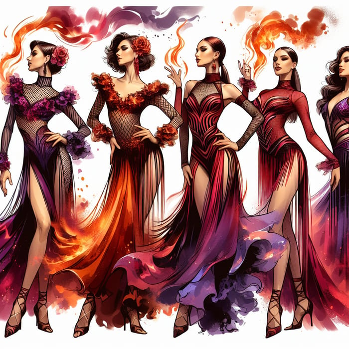 Alluring Latin Dance Costume Design Sketch