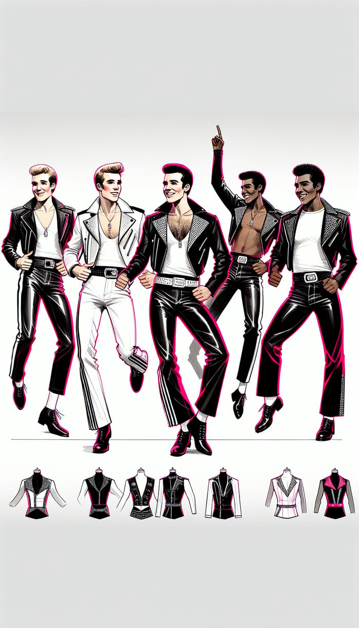 Iconic Rock 'n' Roll Male Dancers Costume Designs