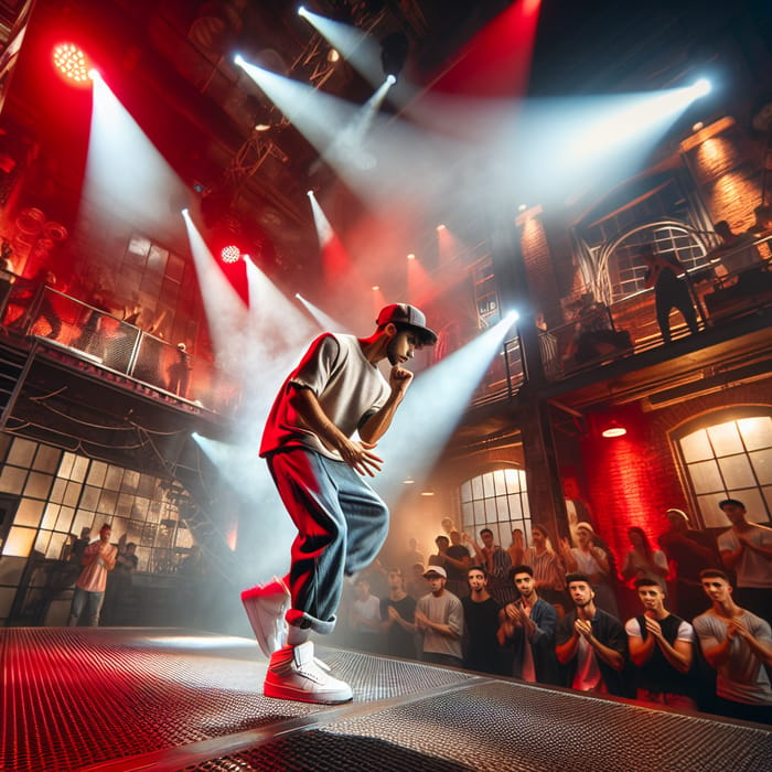 Hip-Hop Stage Dancer in Red Spotlights | Urban Dance Performance