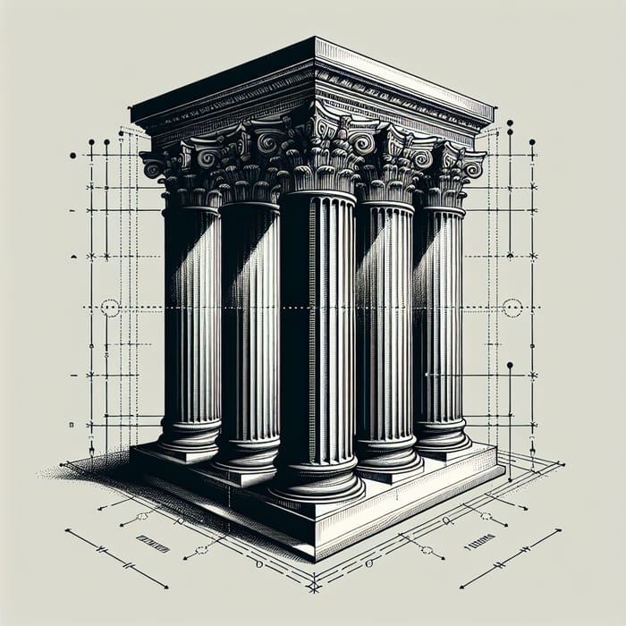 Grayscale Architectural Column Design | 4db12mm