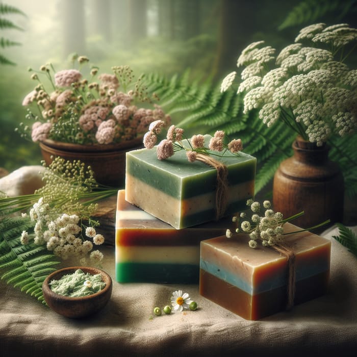 Stacked Handmade Bar Soaps with Delicate Flowers | Natural Beauty