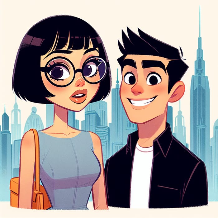 Disney Images: Woman with Black Short Hair and Bold Features Next to Boy with Short Black Hair and Tall Stature