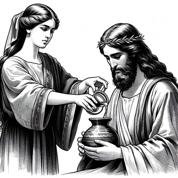 Ancient Israel Woman Anoints Man with Oil
