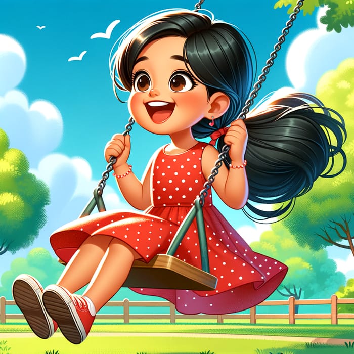 Gleeful Young Girl Swinging in Park | Playful Scene