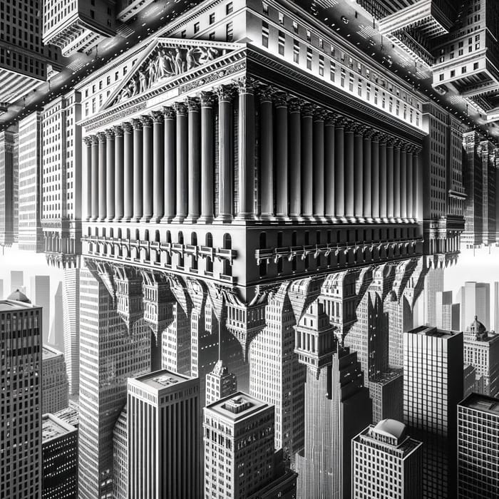 Photorealistic Inverted Cityscape - Financial District Grandeur