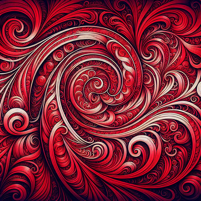 Mesmerizing Swirly Red Pattern - Intricate Design in Red