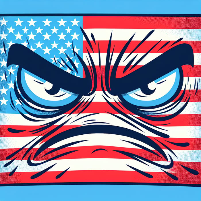 Angry USA Flag Image | Patriotic Illustration