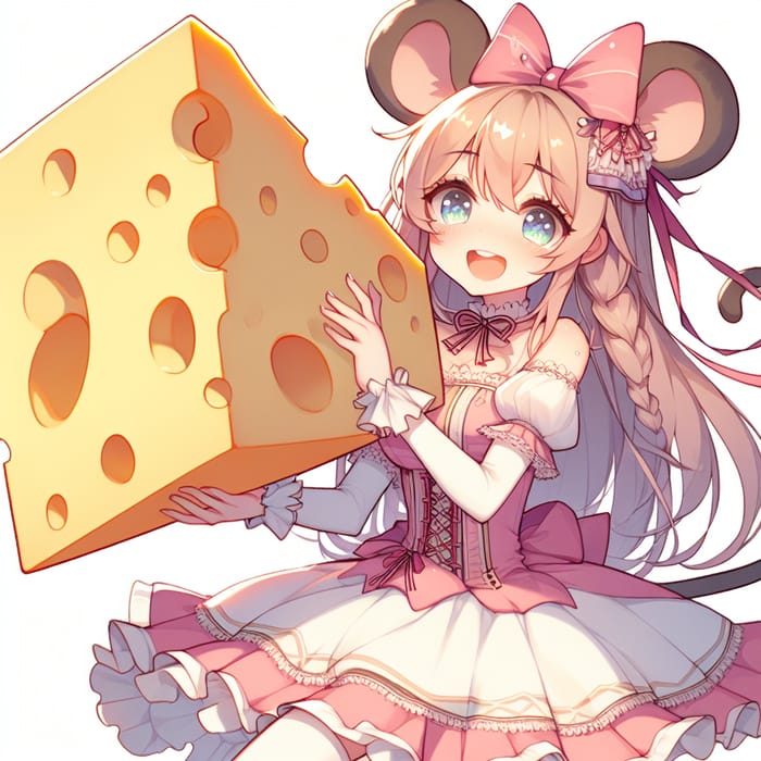 Adorable Mouse Girl with Swiss Cheese - Anime Inspired