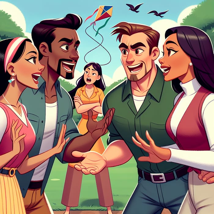 Engaging Animated Couples Confrontation in a Park
