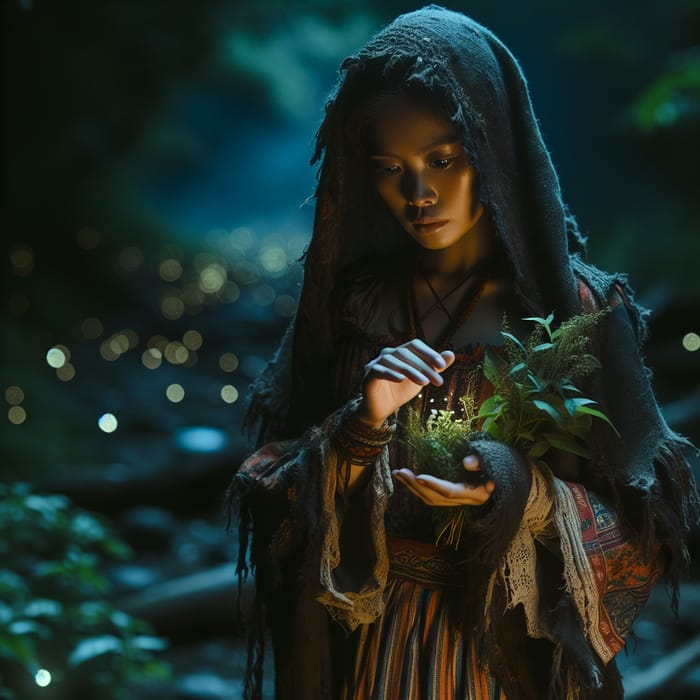 Filipino Witch Holding Herbals