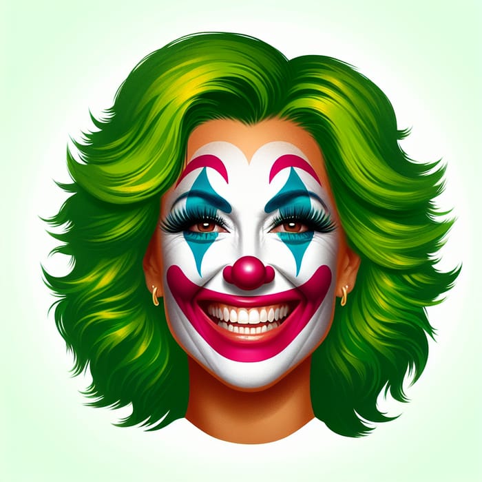 Vibrant Green-Haired Clown with Laura Bozzo's Face