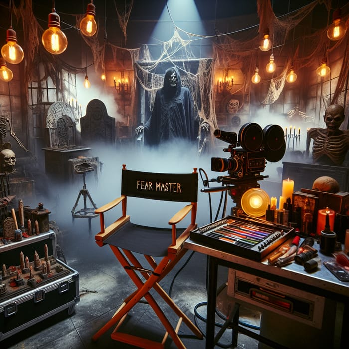 Eerie Horror Movie Studio: Vintage Equipment and Ominous Set