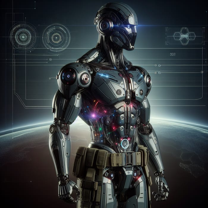 Sleek Futuristic Soldier Robot - Sci-Fi Galaxy Design