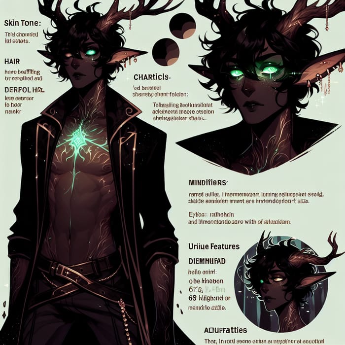 Seraphel Shadowmoon: Mysterious Tiefling-Deer Hybrid with Luminescent Features