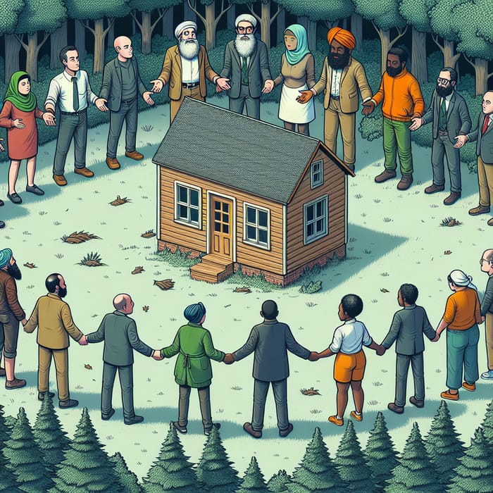 Bayanihan House Lifting: Forest Cartoon Scene