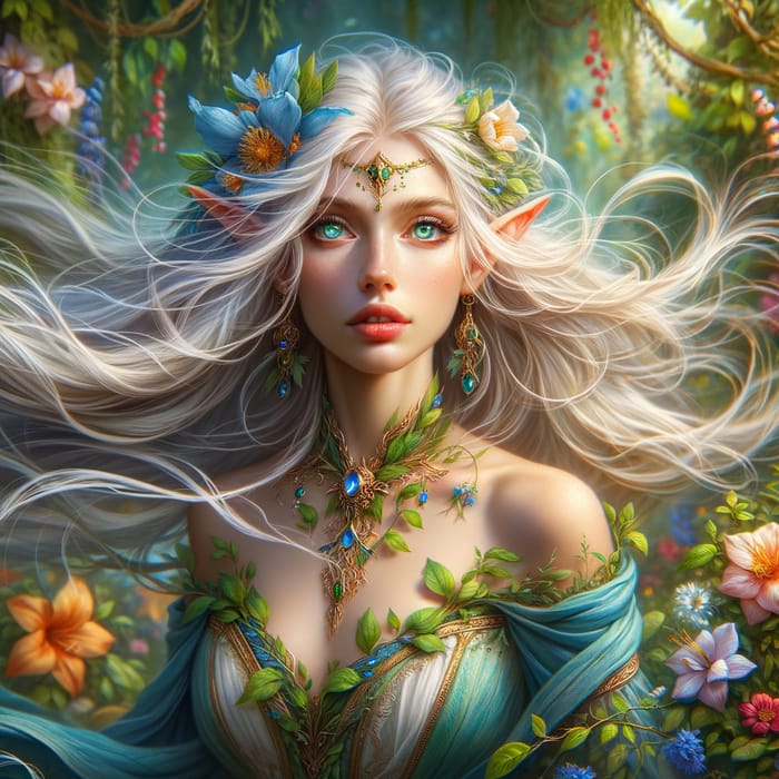 Enchanting Half-Elf Druid in Ethereal Nature Portrait