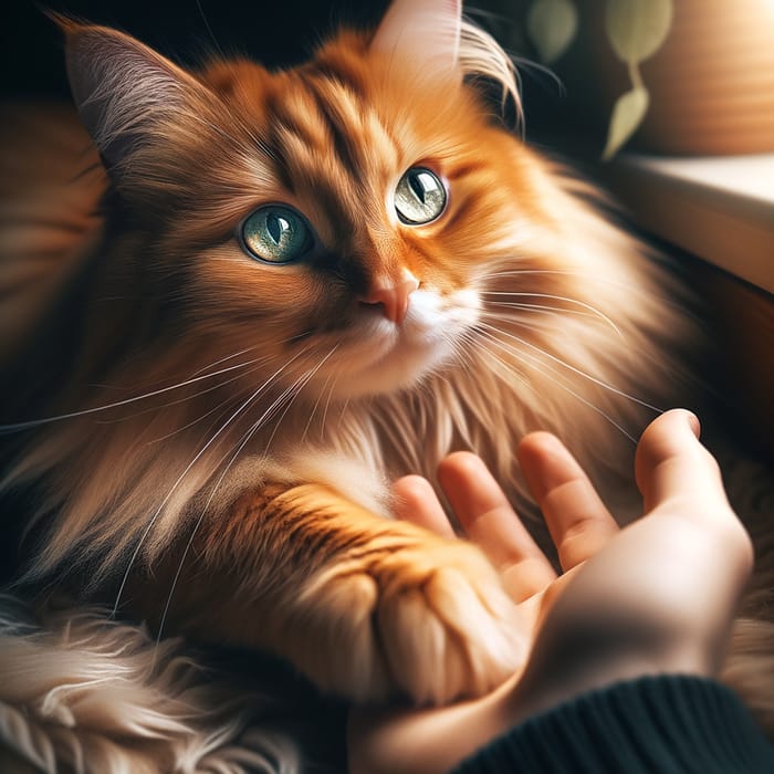 Heartwarming Orange Tabby Cat Holding My Hand
