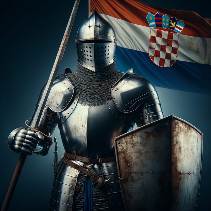 Resolute Hispanic Knight | Croatian Coat of Arms Flag Artwork