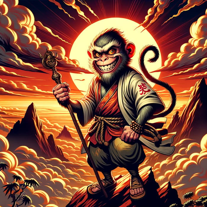 Mythical Monkey Character Illustration - Asian Mythology Art