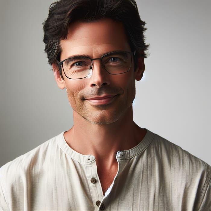 Mature Man in Stylish Glasses and Confident Smile