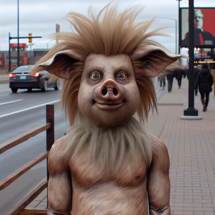 Humanoid Pig with Terrible Hair - Surreal Creatures