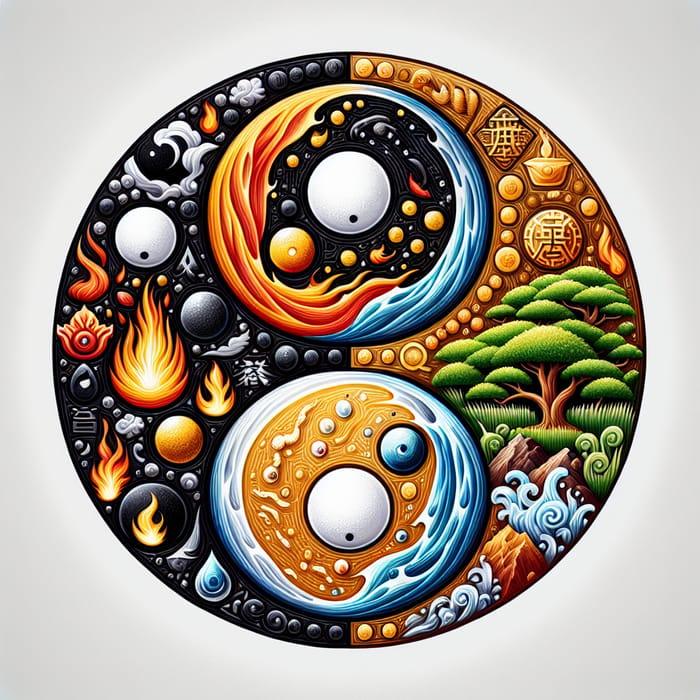 Balanced Yin Yang with 5 Feng Shui Elements