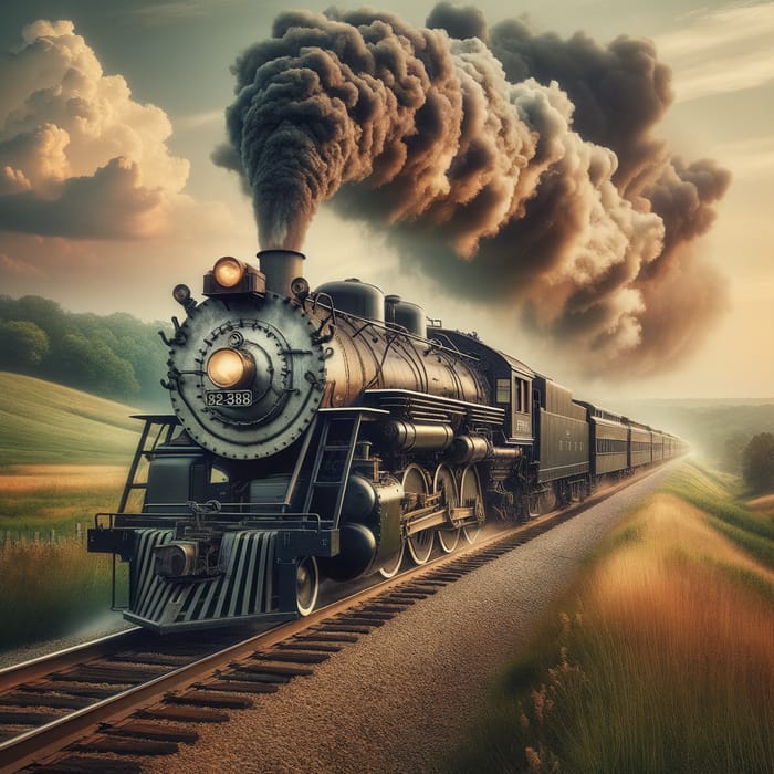 1938 Vintage Steam Train on Railroad Track
